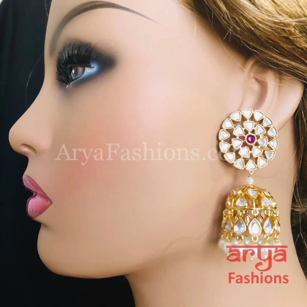 Pacchi Kundan Jhumka Earrings/ Indian Traditional Kundan Earrings