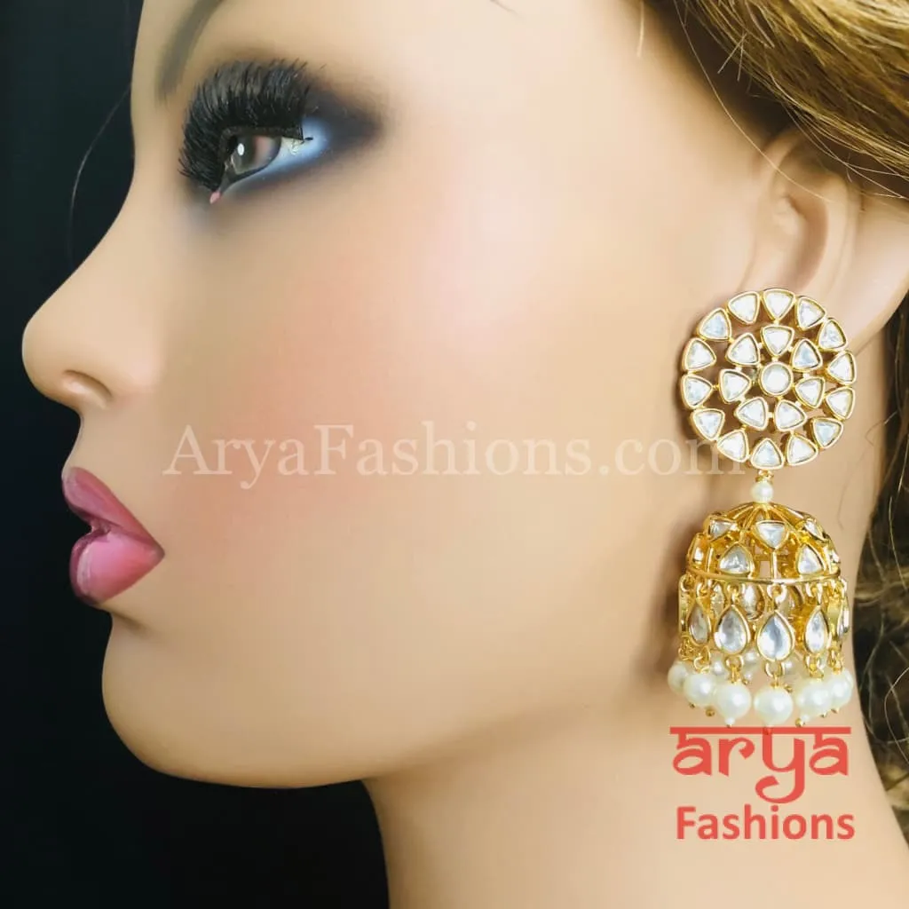 Pacchi Kundan Jhumka Earrings/ Indian Traditional Kundan Earrings