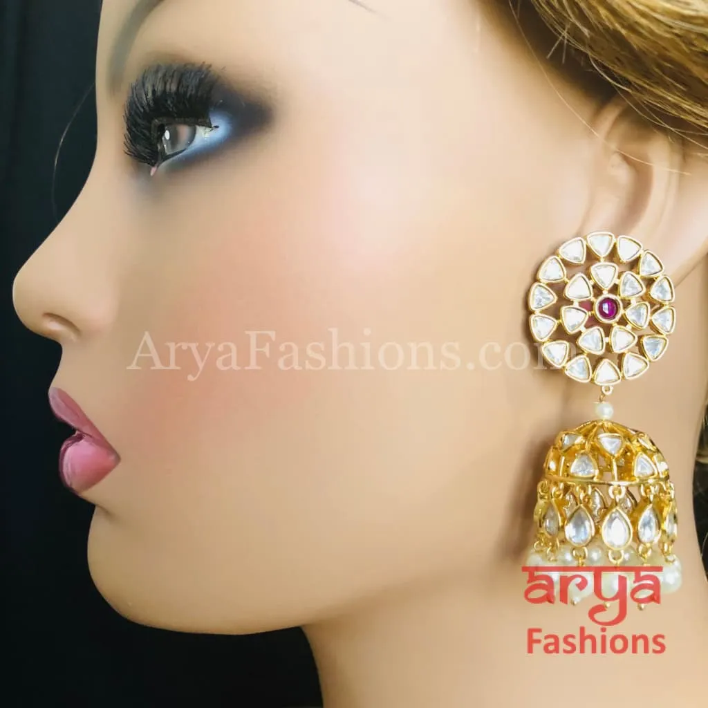 Pacchi Kundan Jhumka Earrings/ Indian Traditional Kundan Earrings