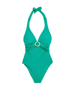 Padded Ring Detail Halterneck Swimsuit