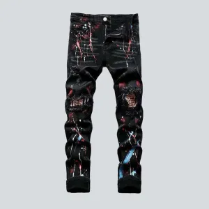 Paint splatter print black jeans