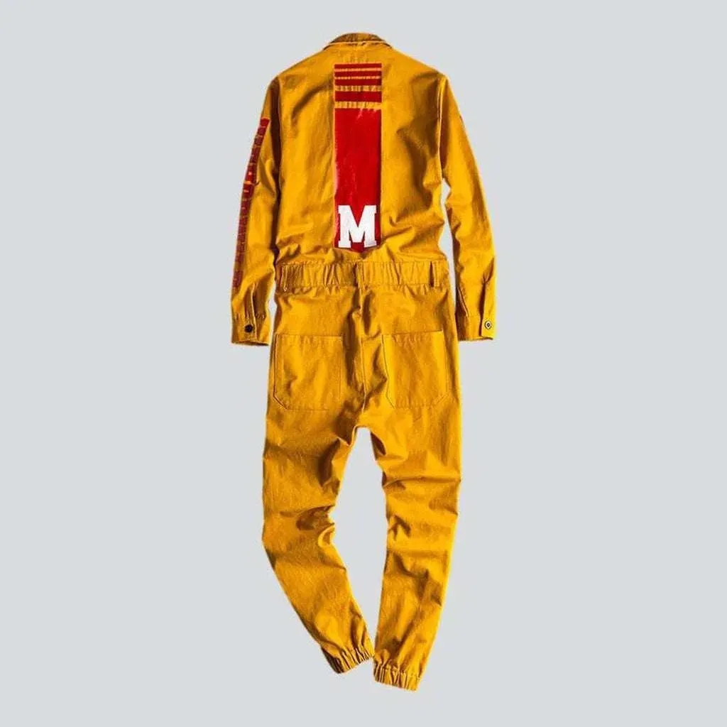 Painted men's jeans jumpsuit