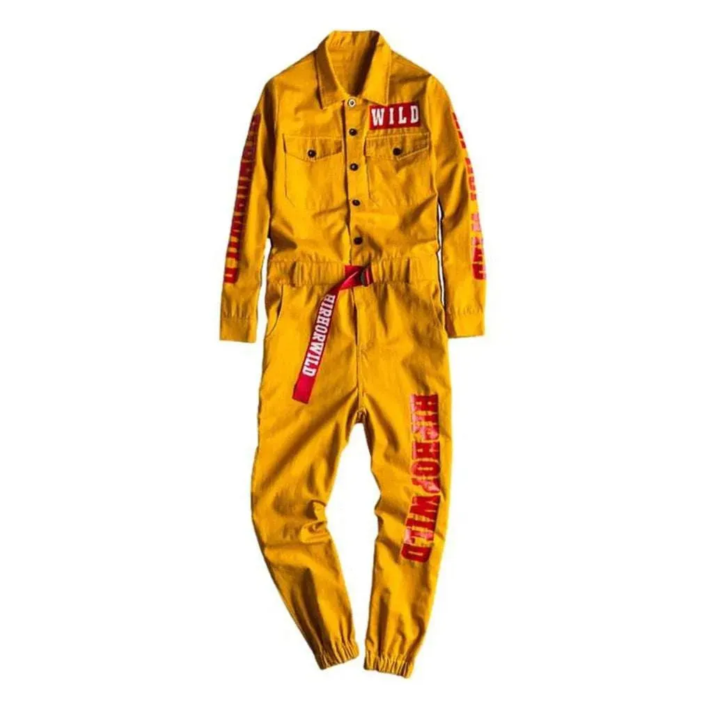 Painted men's jeans jumpsuit