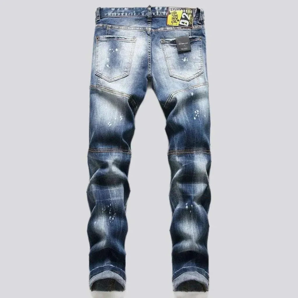 Painted men's skinny jeans