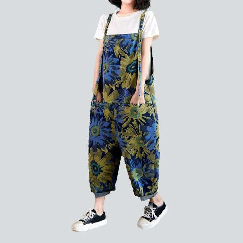 Painted street style jean overall for ladies