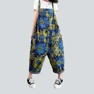 Painted street style jean overall for ladies