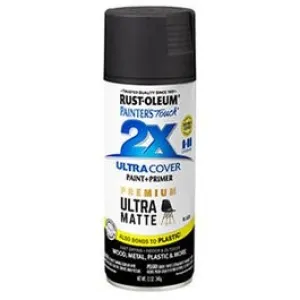 Painter's Touch 2X Premium Ultra Matte Spray Paint, Black, 12-oz.