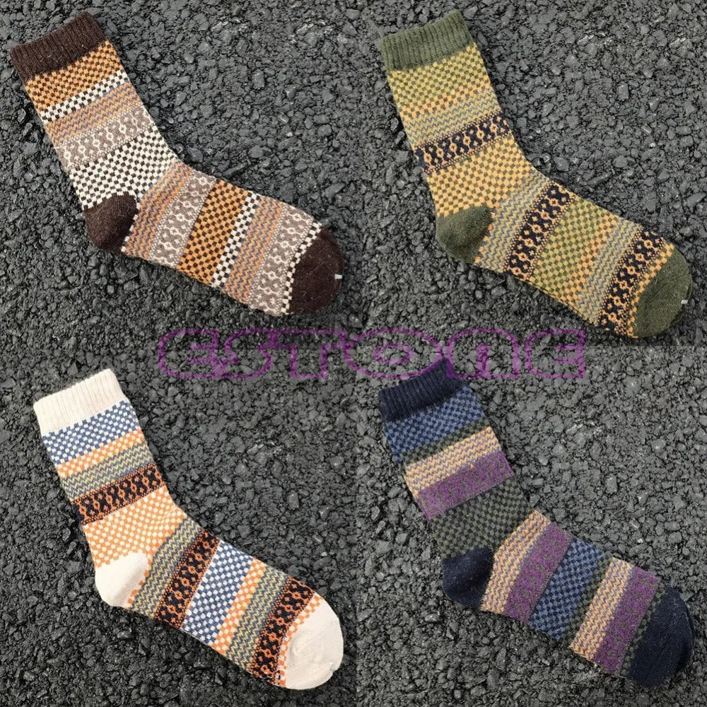 Pair of 4 Soft and Comfy Printed Winter Socks