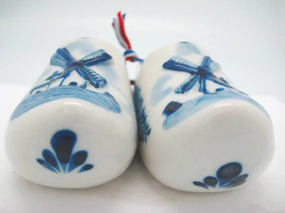 Pair of Delft Shoe with Embossed Windmill Design