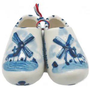 Pair of Delft Shoe with Embossed Windmill Design