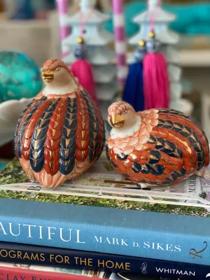 Pair of Rust, Blue and cream Quails