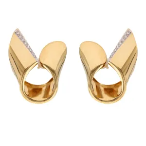 Pair of Vintage Italian Diamond 18k Gold Earrings