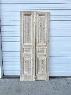 Pair of Washed Antique Wood Panel Doors