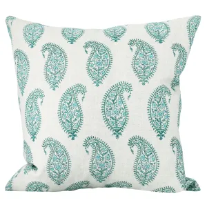 Paisley Emerald Linen Cushion