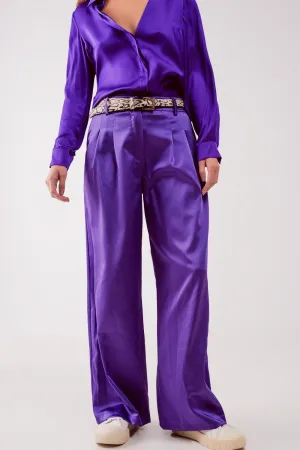 Palazzo Pleated Pants in Purple