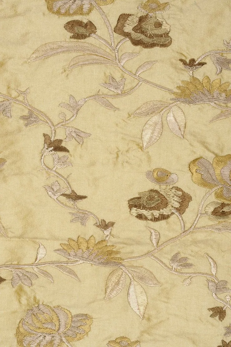 Pale Gold 202 Embroidery Dupioni Silk Fabric