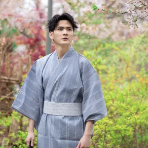 Pale Gray Men Traditional Yukata