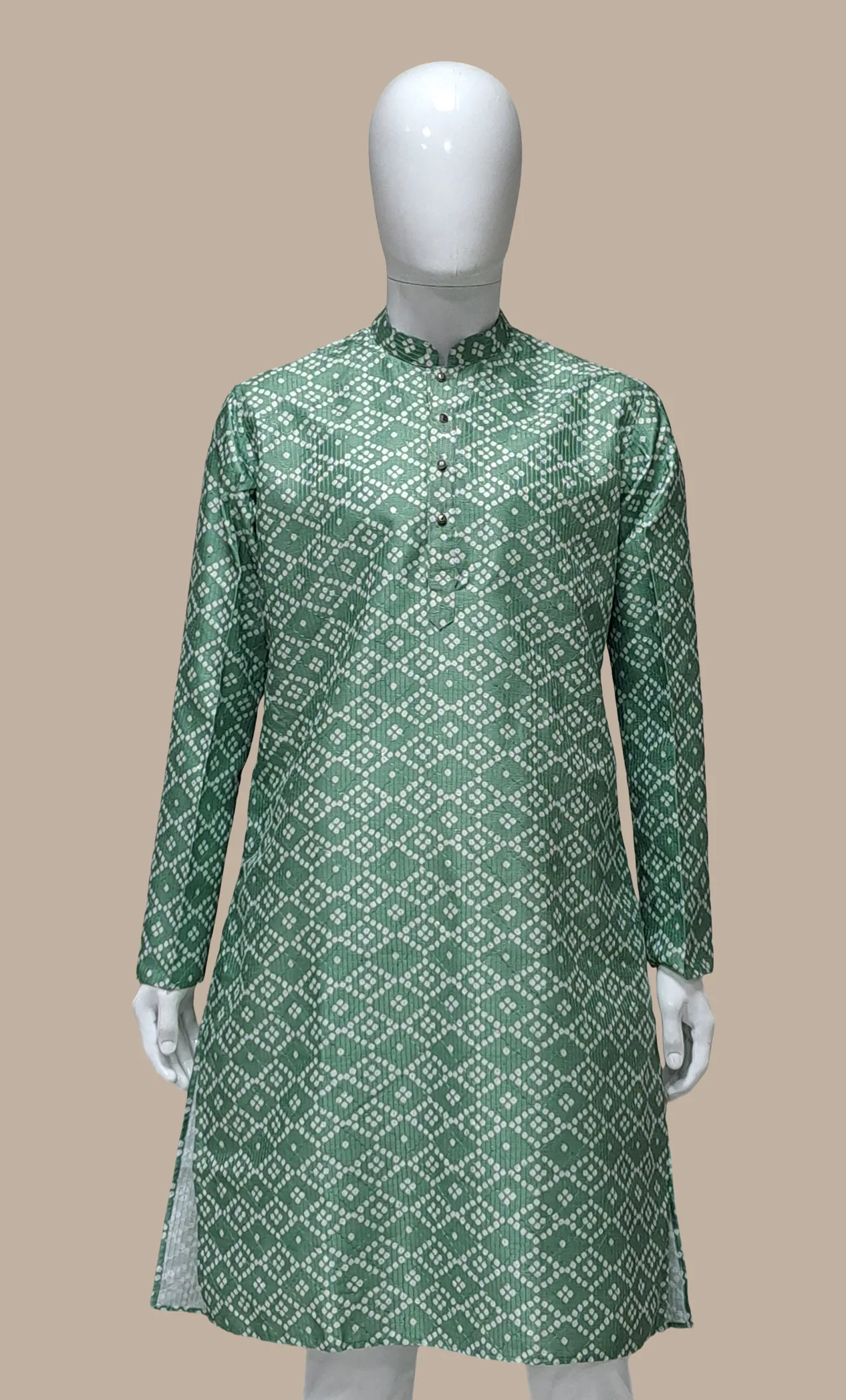 Pale Green Bandhani Printed Kurta Set