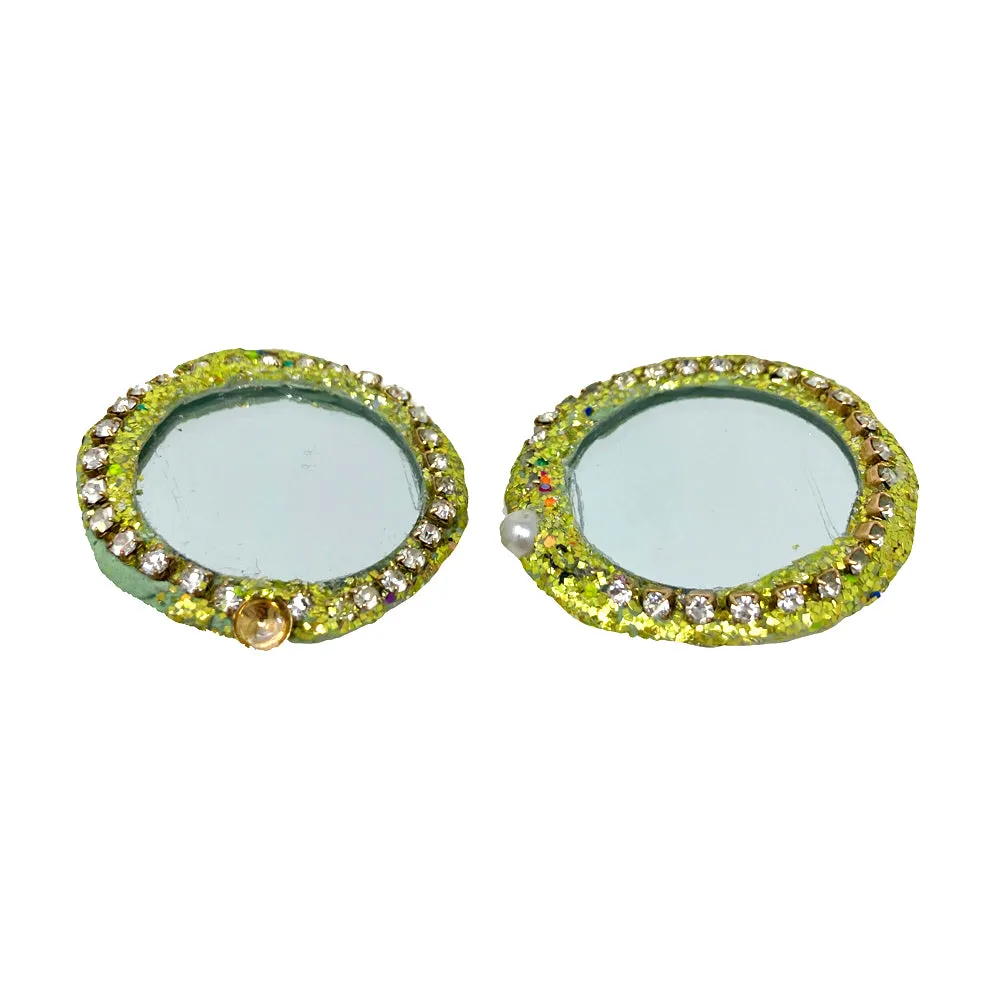 PALE GREEN ROUND CLIP-ON EARRINGS