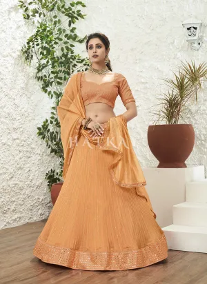 Pale Orange Embroidered Bollywood Lehenga Choli