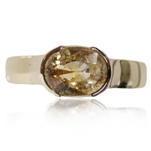 Pale Orange Saphire Bezel 9k Gold Ring