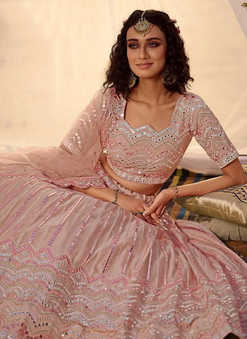 Pale Pink Embroidered Lehenga Choli