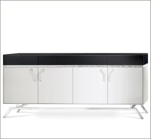 Pale Wood Venetian Mirrored Sideboard In The Art Deco Style