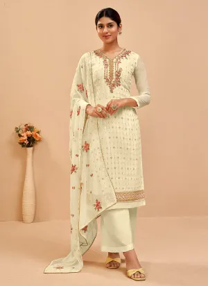 Pale Yellow Embroidered Pakistani Pant Suits