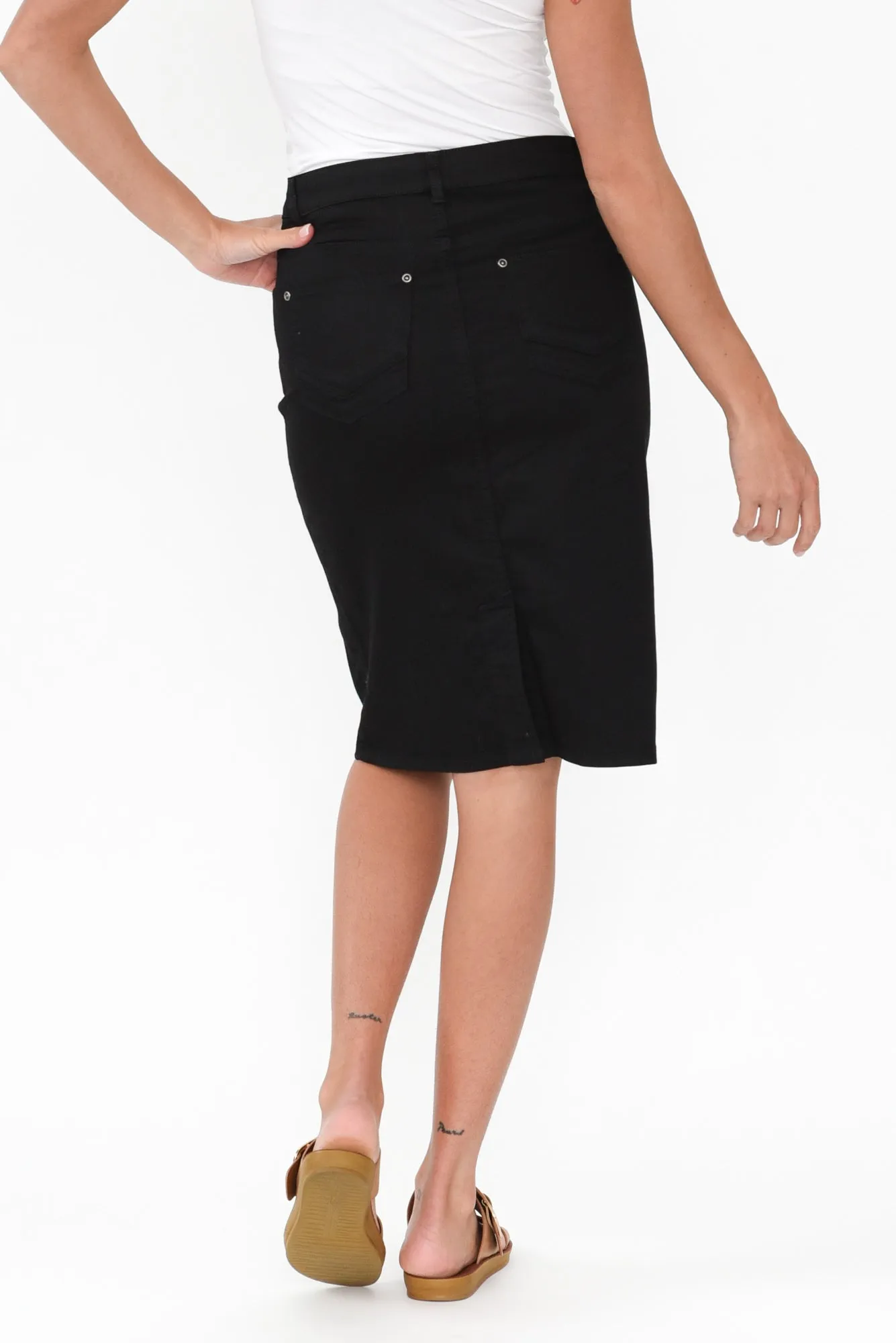 Palin Black Zip Front Skirt