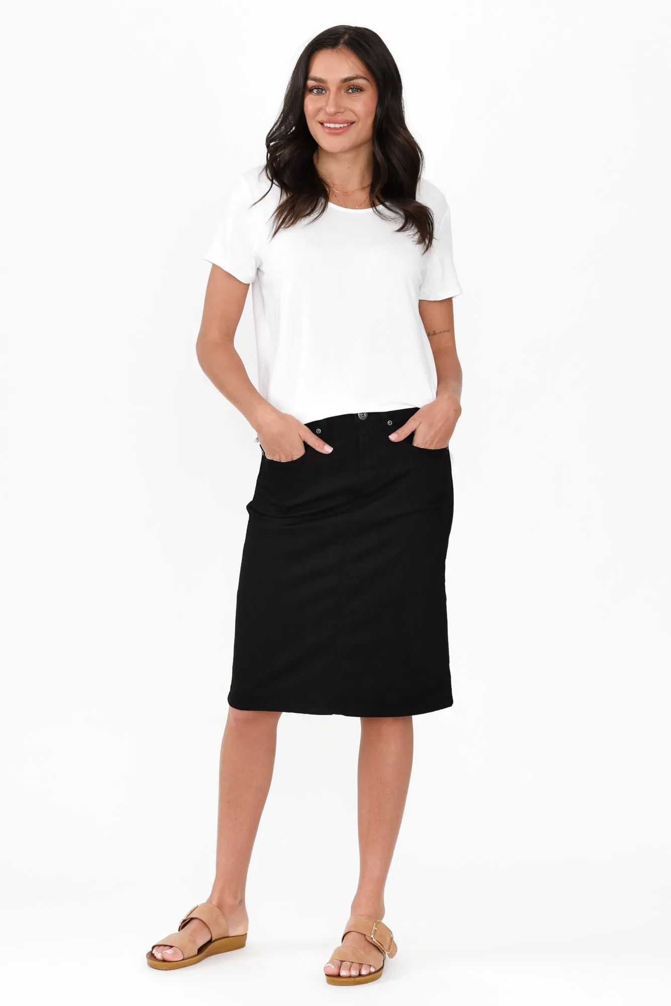 Palin Black Zip Front Skirt