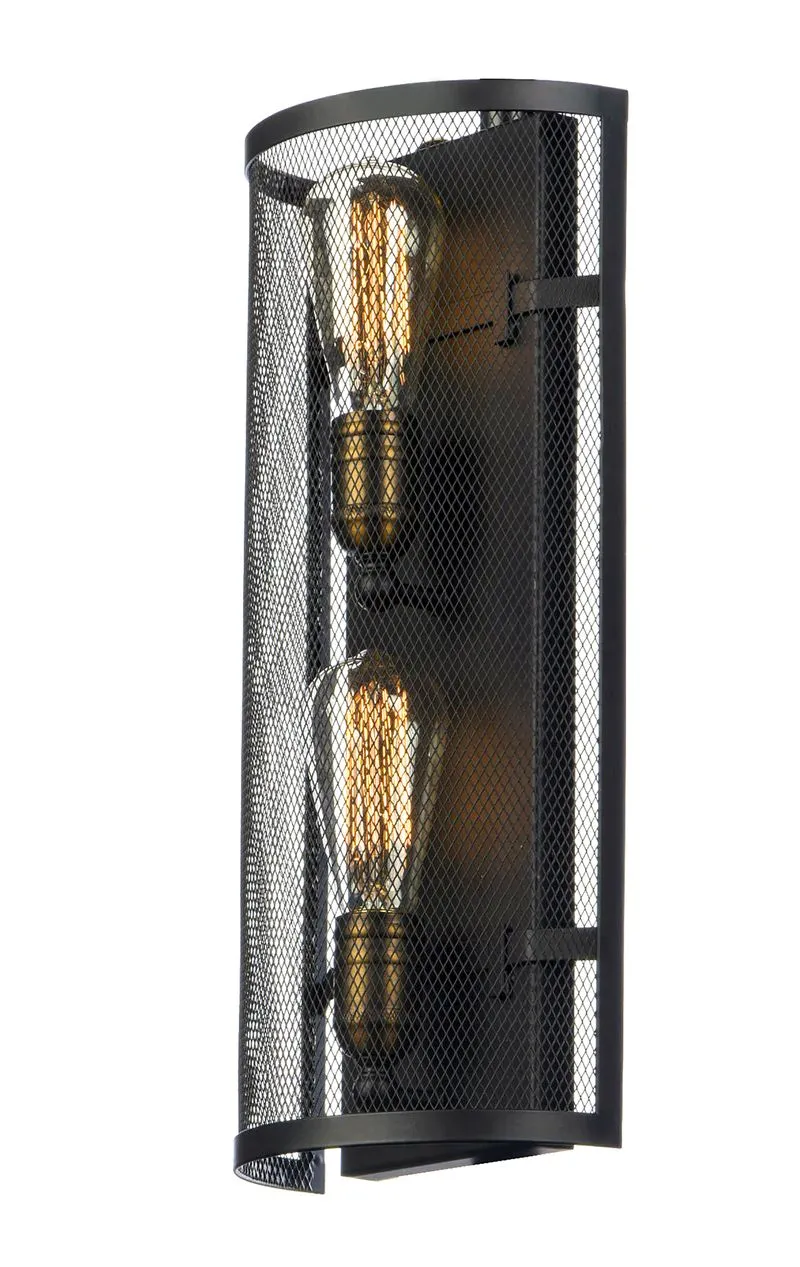 Palladium 18" 2 Light Wall Sconce in Black and Natural Aged Brass