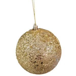 Pallina per albero di Natale in plastica decorate color Oro con microbeads