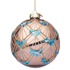 Palline per albero di Natale in vetro decorate color Lux Oro Rosa