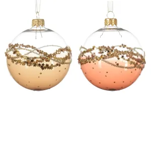 Palline per albero di Natale in vetro decorato oro e rosa da Ø 8 cm, confezione da 6 pezzi