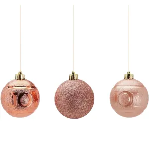 Palline per albero di natale "Rosa oro" in PVC da Ø 6 cm pendaglio decorato, confezione 3 pezzi