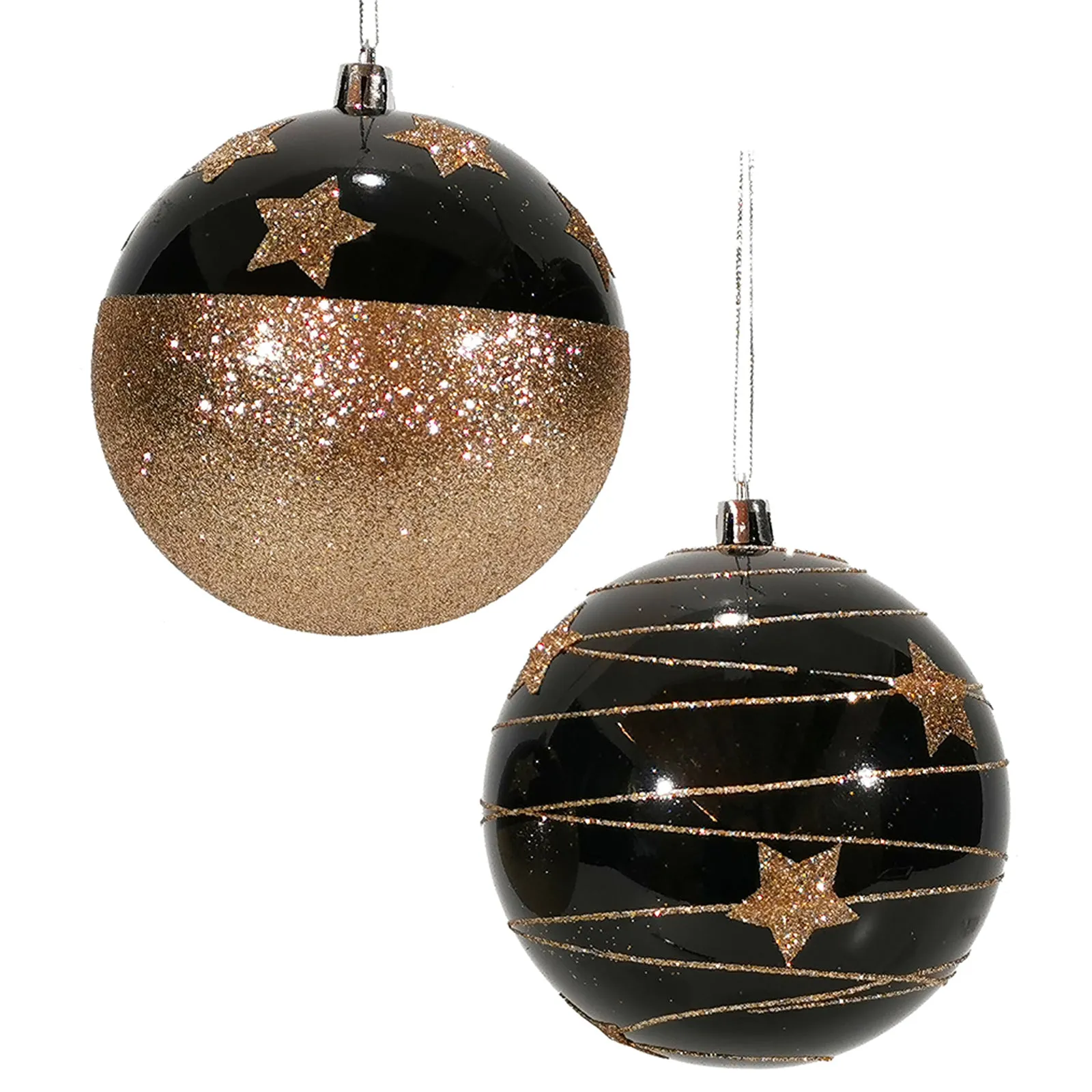 Palline "Nero e Oro" per albero di Natale moderno ed elegante 4 sfere da ø 10 cm