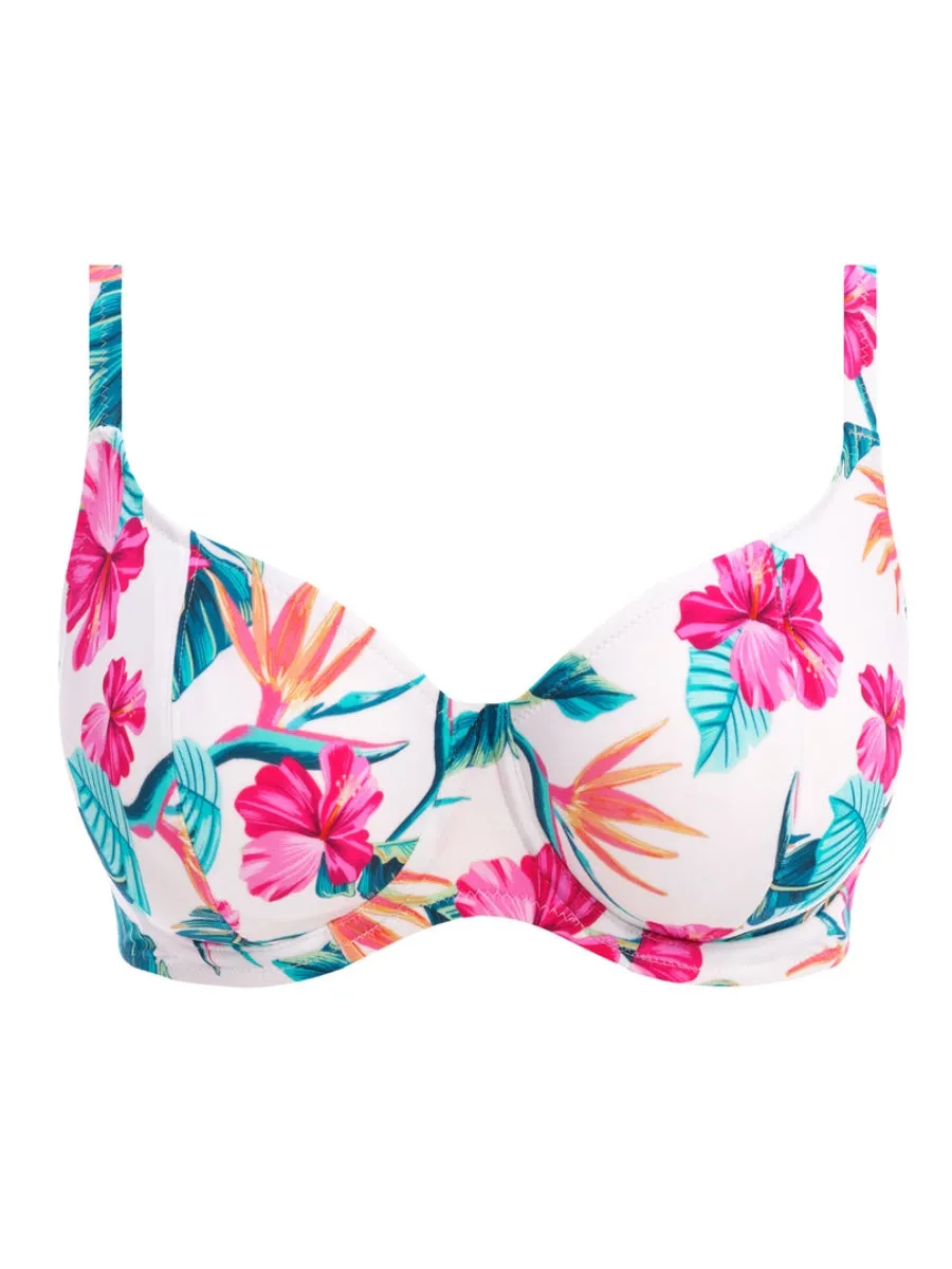 Palm Paradise Plunge Bikini Top - White