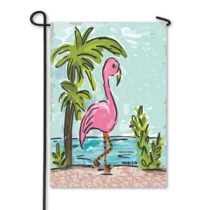 Palm Tree Flamingo Garden Flag