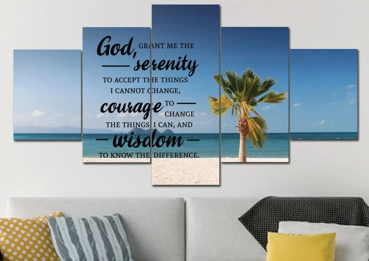 Palm Trees & Serenity Prayer Wall Art - Christian Canvas Wall Art