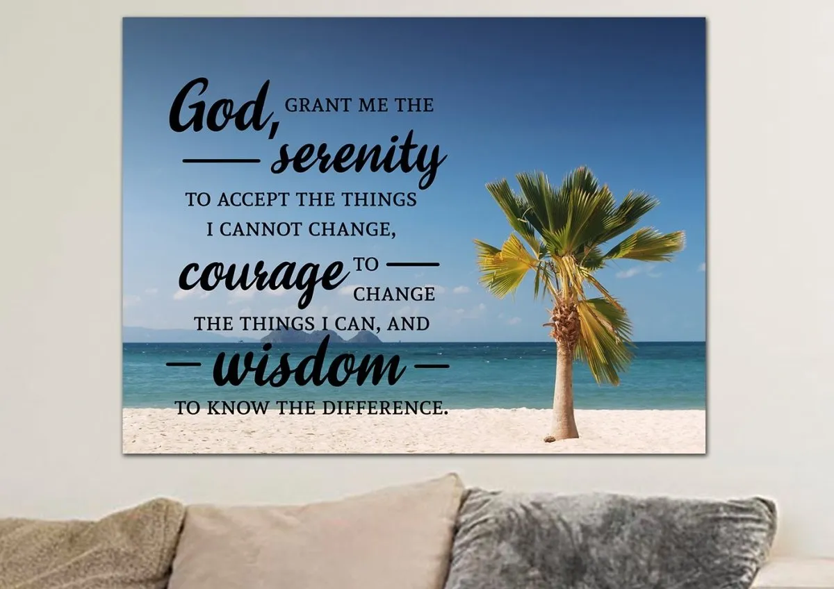 Palm Trees & Serenity Prayer Wall Art - Christian Canvas Wall Art