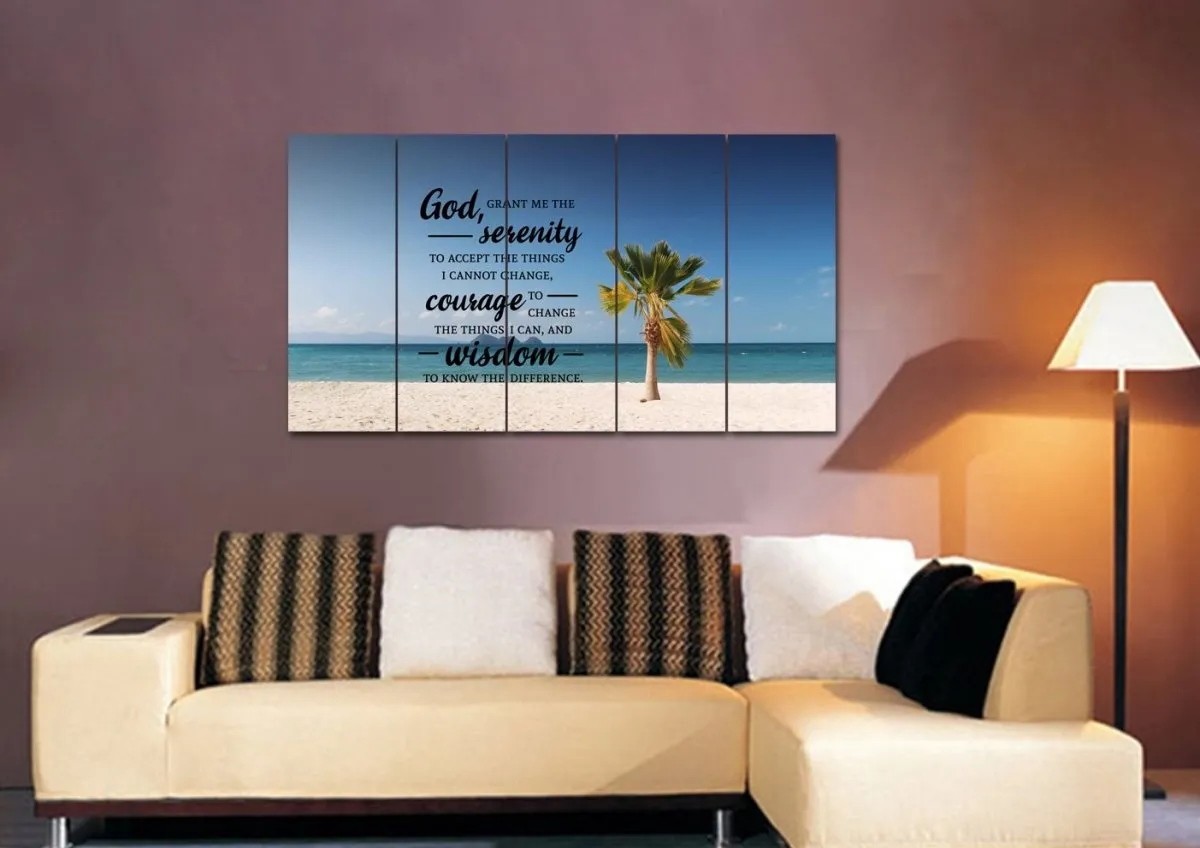 Palm Trees & Serenity Prayer Wall Art - Christian Canvas Wall Art