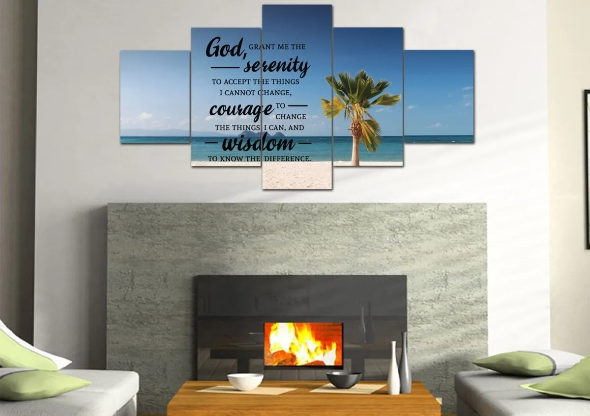 Palm Trees & Serenity Prayer Wall Art - Christian Canvas Wall Art