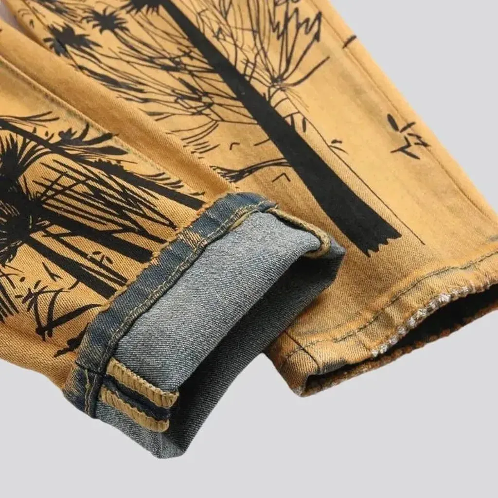 Palms-print men's y2k jeans