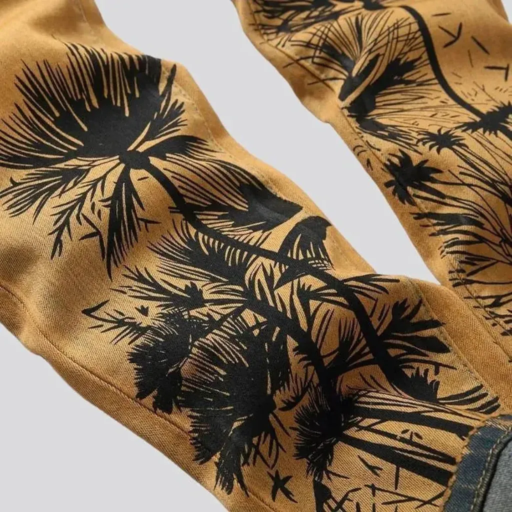 Palms-print men's y2k jeans