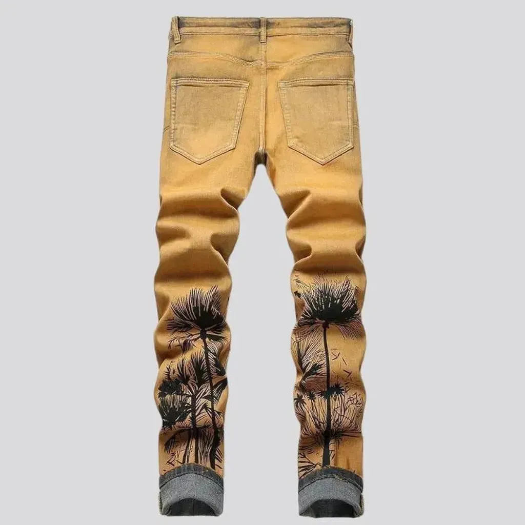 Palms-print men's y2k jeans