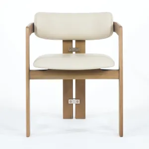 Pamplona Teak & Beige Leather Dining Chair