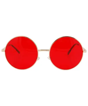 PANCAKES Red Oversized Round Sunglasses