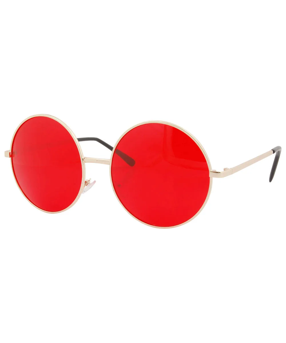 PANCAKES Red Oversized Round Sunglasses