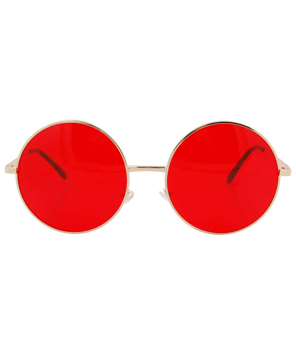 PANCAKES Red Oversized Round Sunglasses