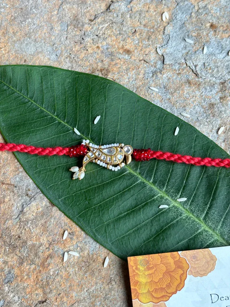 Panchhi Crimson Red Kundan Rakhi